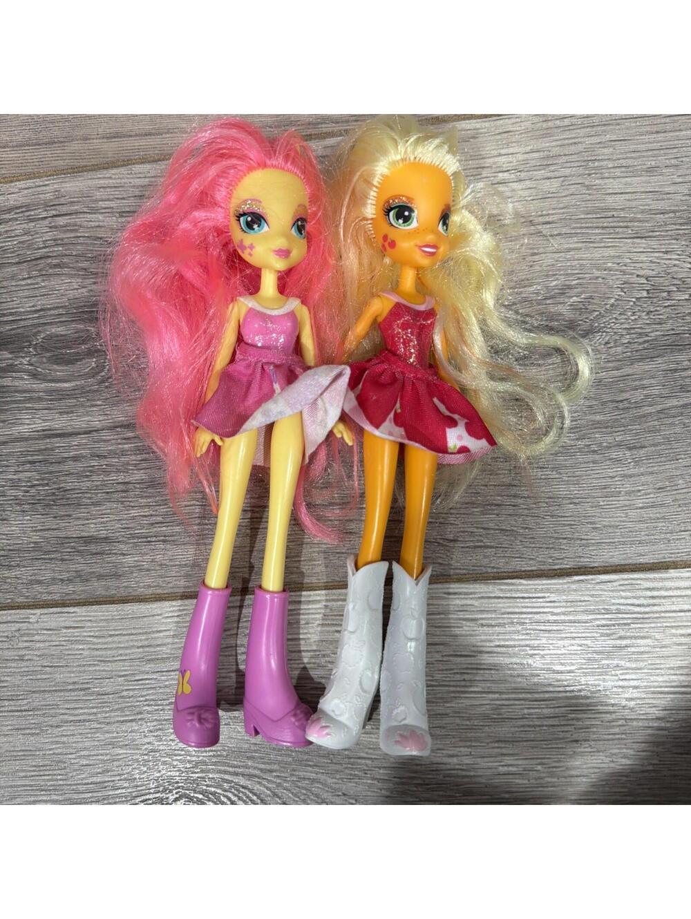 Hasbro MLP My Little Pony Equestria Girls 2012 Fluttershy 9" & 2012 Applejack